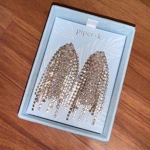Brand New in Box Piper K. “Waterfall” Rhinestone and Pearl Earrings